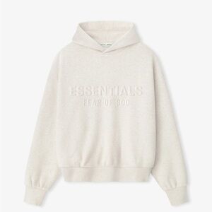 NWT Fear of God Essentials Embossed Hoodie Mens Heather oat medium authentic